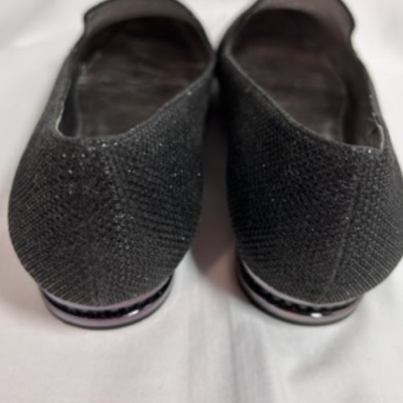 Adrianna Papell Taylor Jimmy Net Black Metallic Fabric Pointed Toe Slip On Flats - Picture 13 of 16